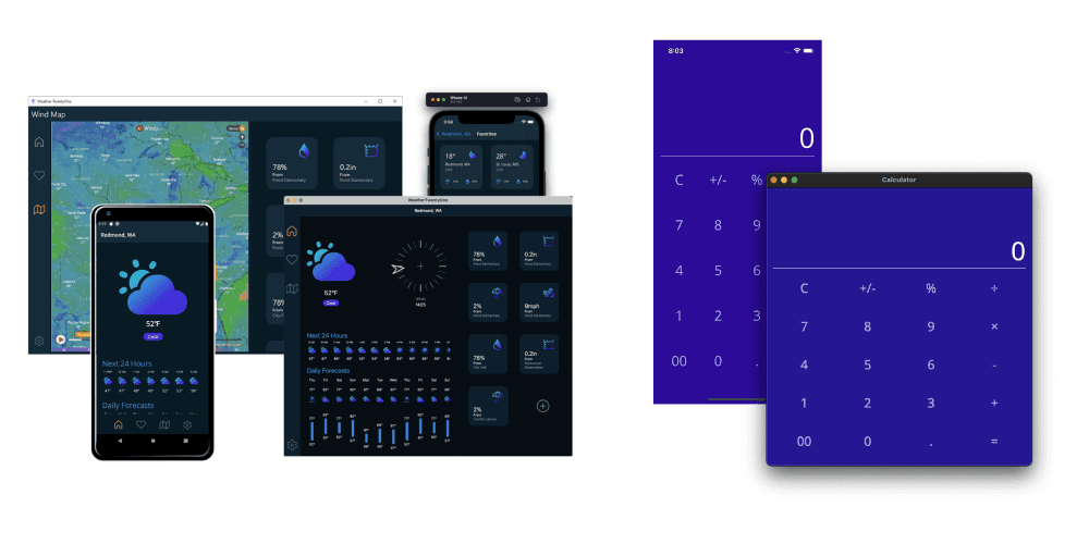 Weather '21 və Calculator Sample App